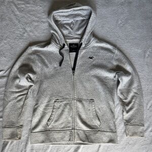 Hollister Light Gray Zip-Up Hoodie